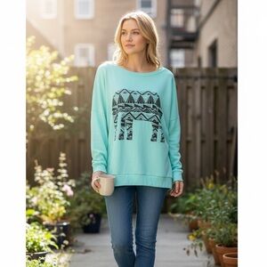 Billabong Aqua Elephant Graphic Long Sleeve Top